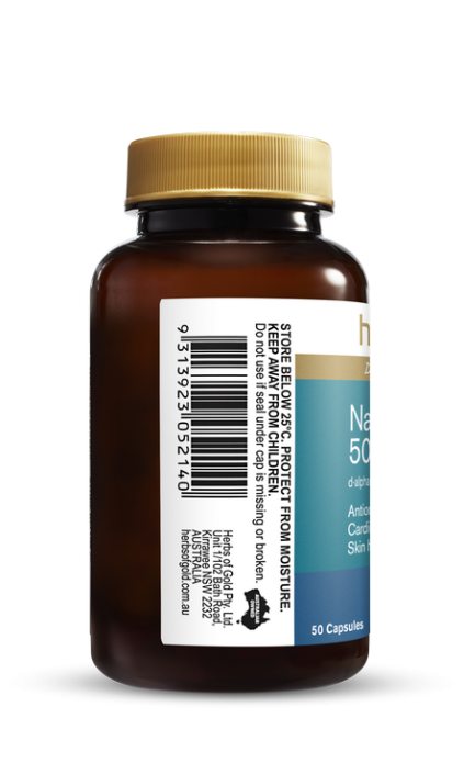 Herbs of Gold Natural Vitamin E 500IU 50 Capsules