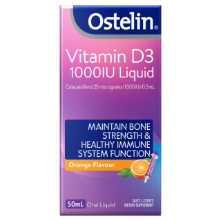 Ostelin Vitamin D 1000IU Liquid - D3 for Bone Health + Immune Support 50mL