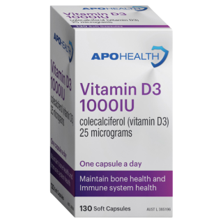 APO HEALTH D3 1000IU Bottle 130 Capsules