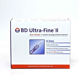 BD Ultra-Fine II Syringe 0.5mL 31G 8mm 100 Pack