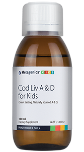 Metagenics Cod Liv A & D for Kids Orange flavour 100 mL Oral Liquid
