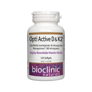 Bioclinic Naturals Opti Active D & K2 120 Soft Capsules
