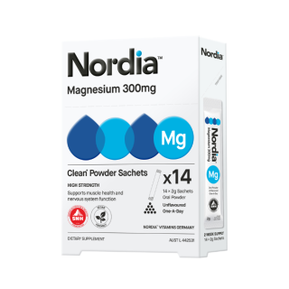 NORDIA Magnesium 300mg Clean Unflavoured Powder 14 x 2g Sachets