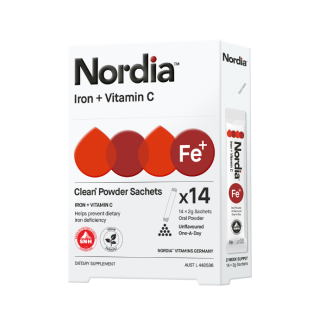 NORDIA Iron + Vitamin C Clean Unflavoured Powder 14 x 2g Sachets