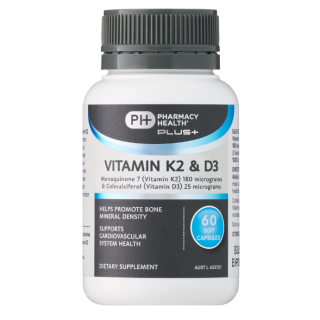 Pharmacy Health PLUS Vitamin K2 & D3 60 Capsules