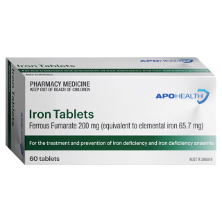APO HEALTH Iron Ferrous Fumarate 200mg Blister Pack 60 Tablets