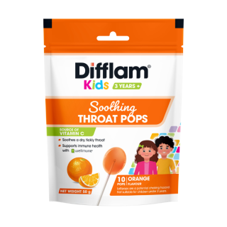 Difflam Kids Soothing Throat Pops Orange Flavour 10 Pack