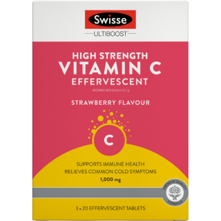 Swisse Ultiboost High Strength Vitamin C Effervescent Strawberry Flavour 60 Tablets
