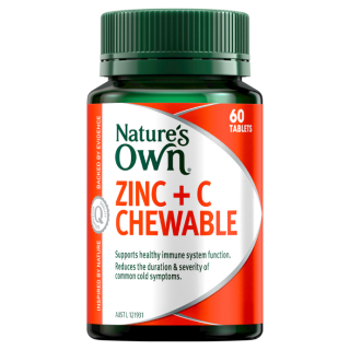 Nature's Own Zinc + Vitamin C for Immune Support Chewable 60 Tablets