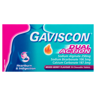 Gaviscon Dual Action Mixed Berry 16 Chewable Tablets