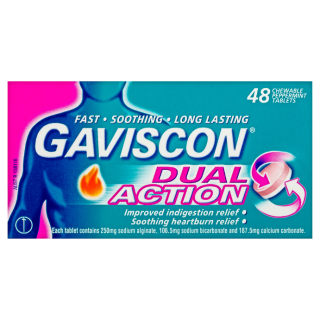 Gaviscon Dual Action Peppermint 48 Chewable Tablets