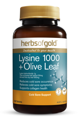 Herbs of Gold Lysine 1000 + Olive Leaf 100 Tablets